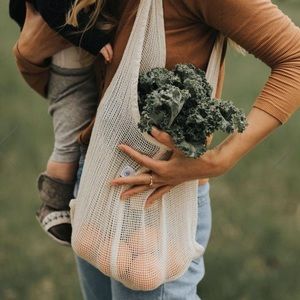 New Organic Cotton Dan's Le Sac Mesh Reusable Market Shopping Garden Bag Tote